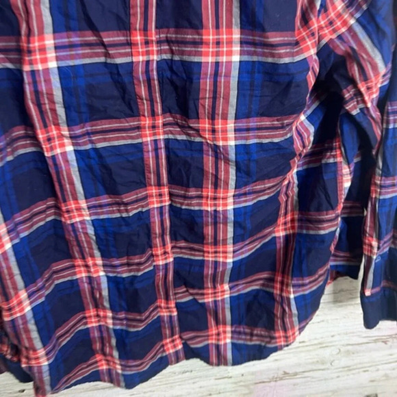 Levi’s plaid button down shirt pink blue boyfriend fit size  large - Picture 6 of 8